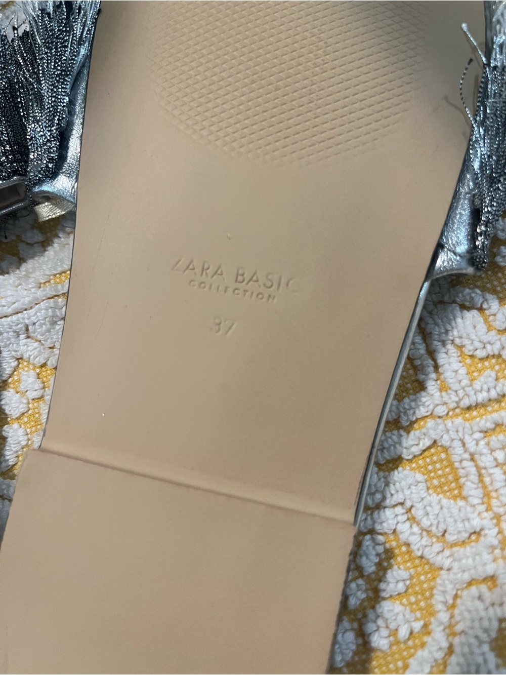 Zara Basic Metallic Fringe Summer Slide Sandals 37 - Picture 4 of 8